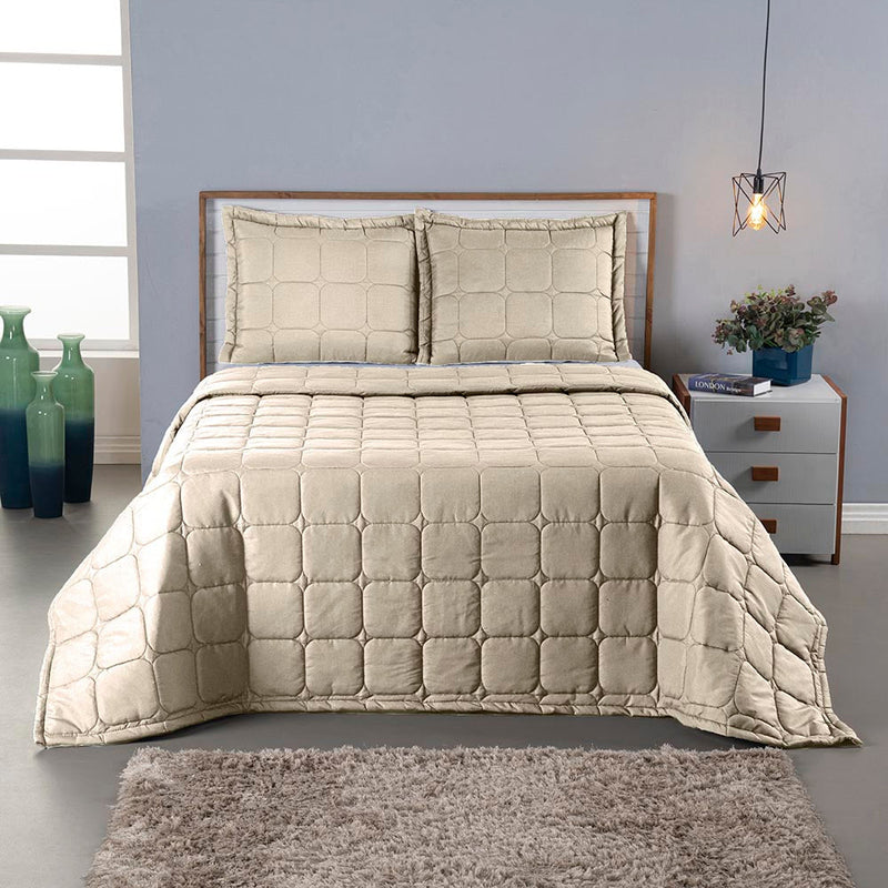 Kit Colcha Cobre Leito 3 Peça Joanna percal 300 fios