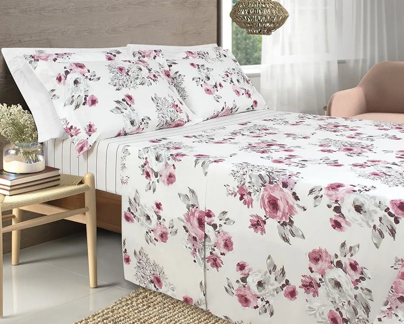 Kit Clássicos Luna 5 Peças - Edredom + Jogo de Cama Casal – Marsala