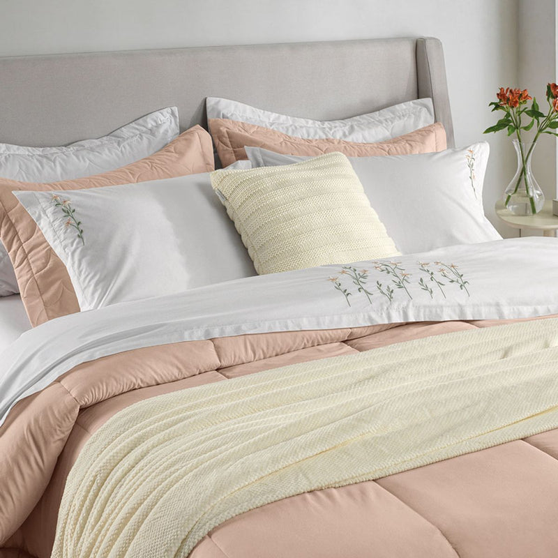 Jogo de Cama Queen com Bordado 200 Fios 100% Algodão Briana