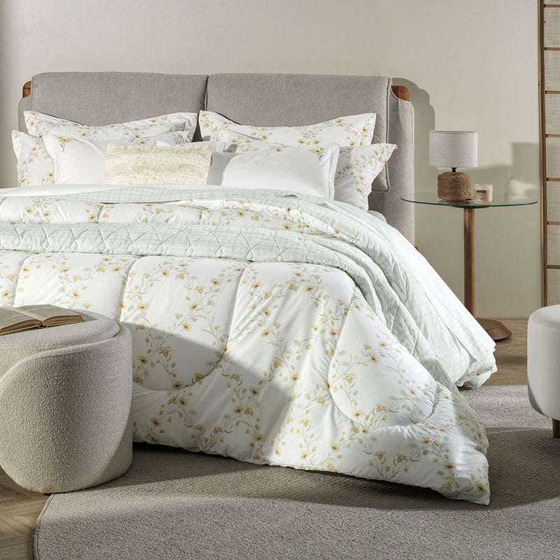 Jogo de Cama King 200 Fios 100% Algodão Florata Branco