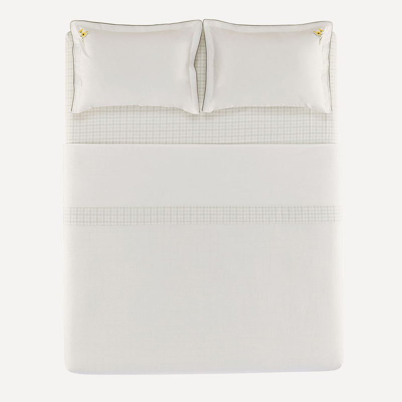 Jogo de Cama King 200 Fios 100% Algodão Florata Branco