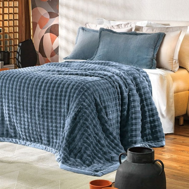 Cobertor Casal Desert Aveludado Fleece Texturizado - Gramatura: 400g/m²
