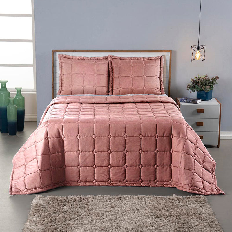 Kit Colcha Cobre Leito 3 Peça Joanna percal 300 fios