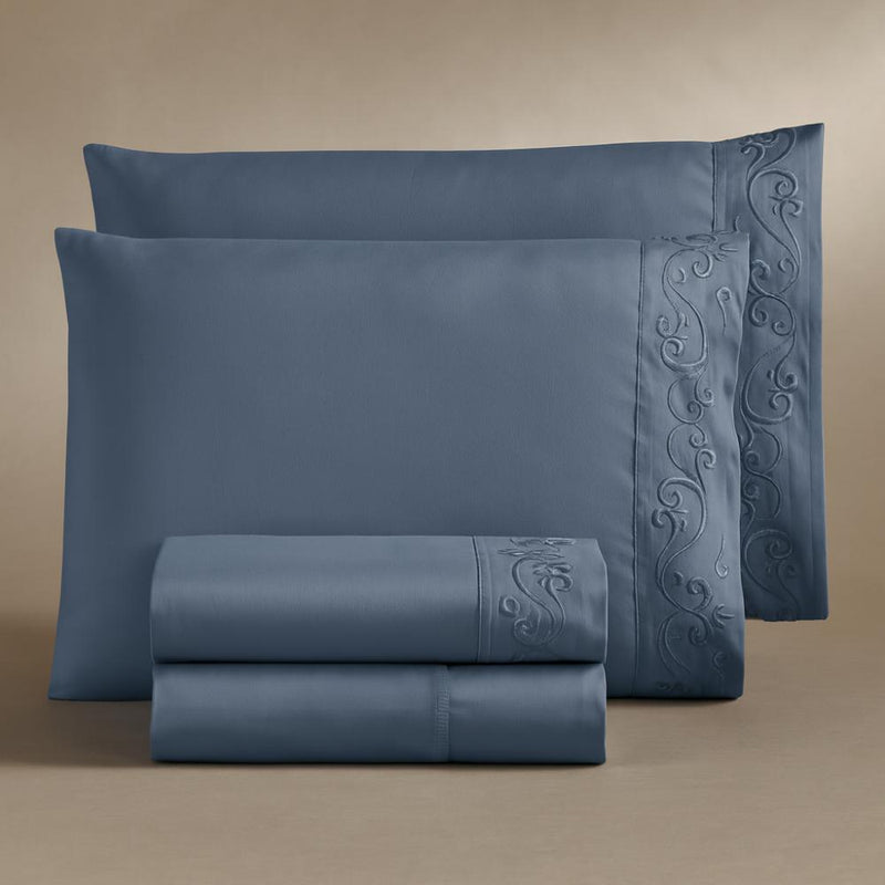 Jogo De Lençol 4 peças Com Vira Em Bordado Florença 300 Fios