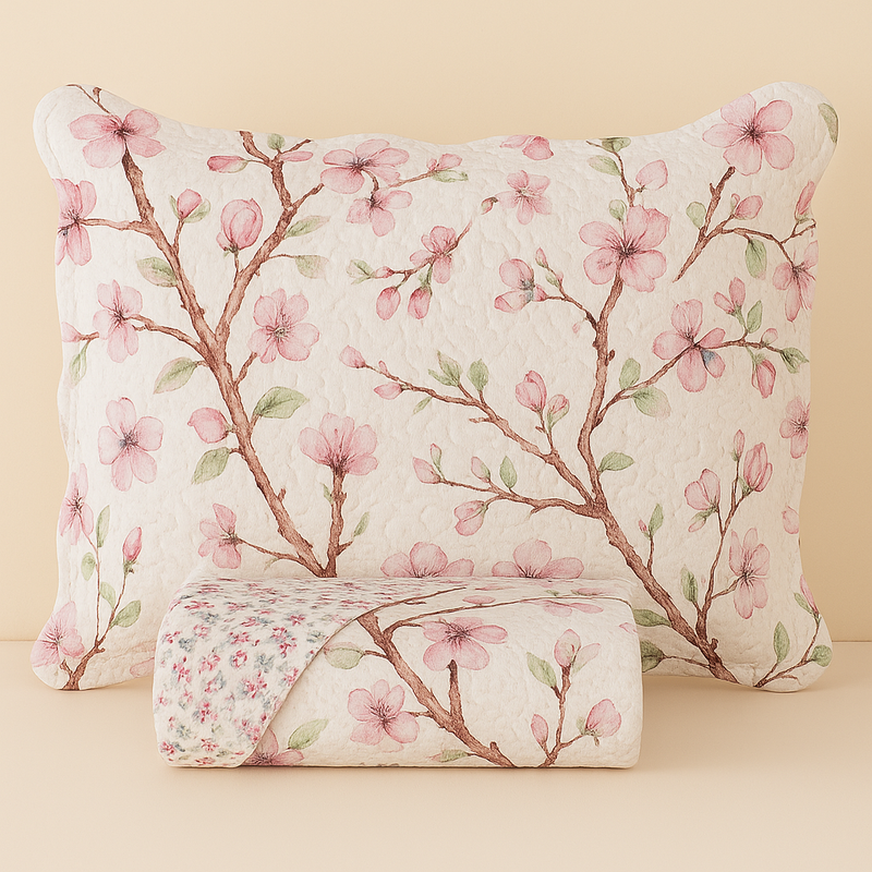 Kit Colcha Cobre Leito 3 Peças Dupla Face Estampado Floral Garden