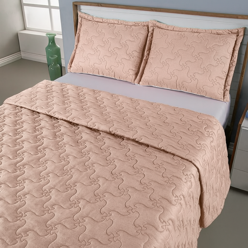 Kit Colcha Cobre Leito 3 Peça Anna percal 300 fios