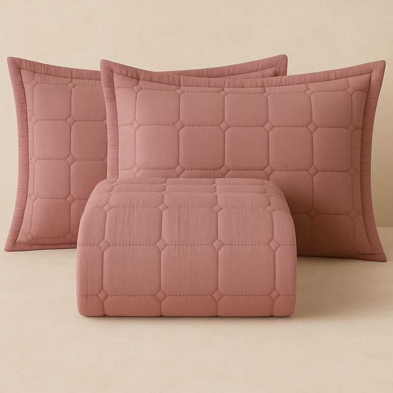 Kit Colcha Cobre Leito 3 Peça Joanna percal 300 fios