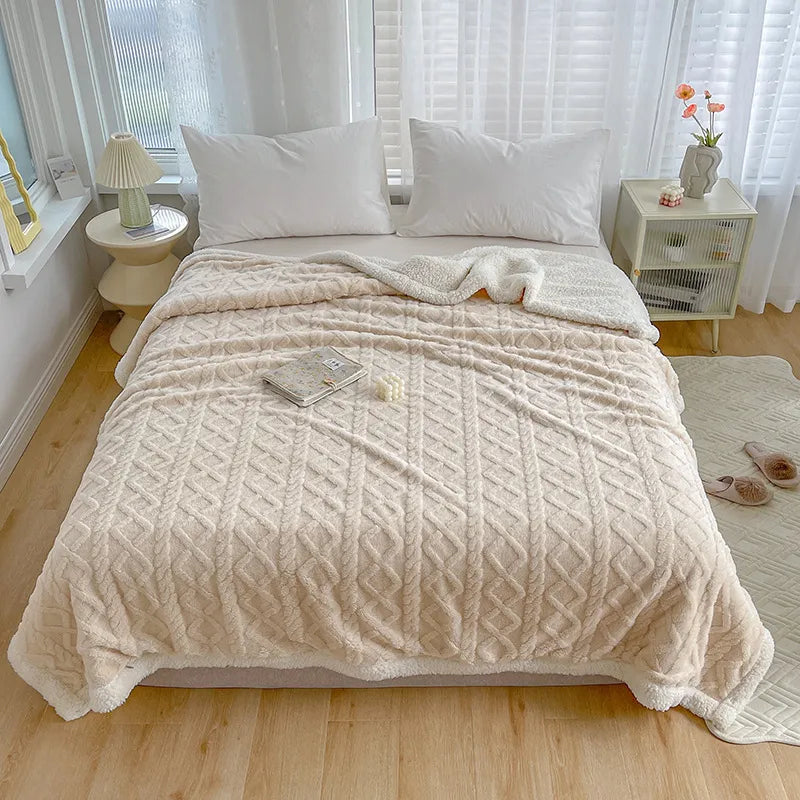 Cobertor Manta Glamour Casal Dupla Face com Sherpa