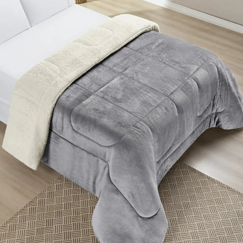 Coberdrom Everest Sherpa Liso Edredom Dupla Face