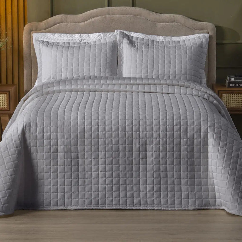 Cobre Leito Colcha Dupla Face Matelassê Percal 300 fios Basic