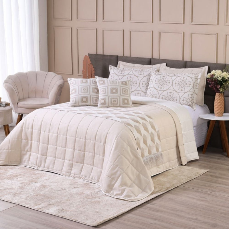 Kit Cobre Leito Casal Queen 6 Peças Thaeme Franja