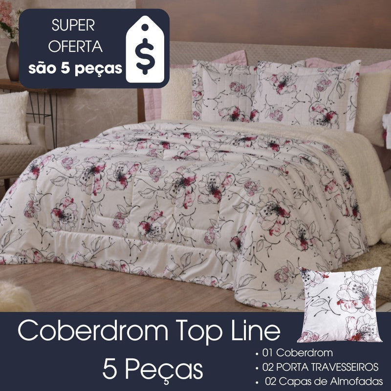 Kit Coberdrom Top Line King Dupla Face Fleece / Sherpa – 5 Peças