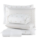 Conjunto de 6 Peças para Casal com Bordado - Cobre Leito e Lençol Ideale 200 Fios