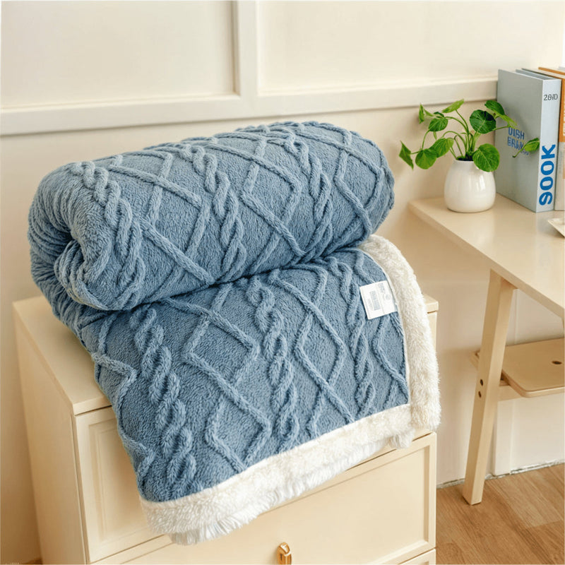 Cobertor Manta Glamour Casal Dupla Face com Sherpa