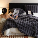 Cobertor De Pele De Luxo Com Inverno Espesso E Aconchegante Coelho Lança Sofá Cobertura De Cama Colcha