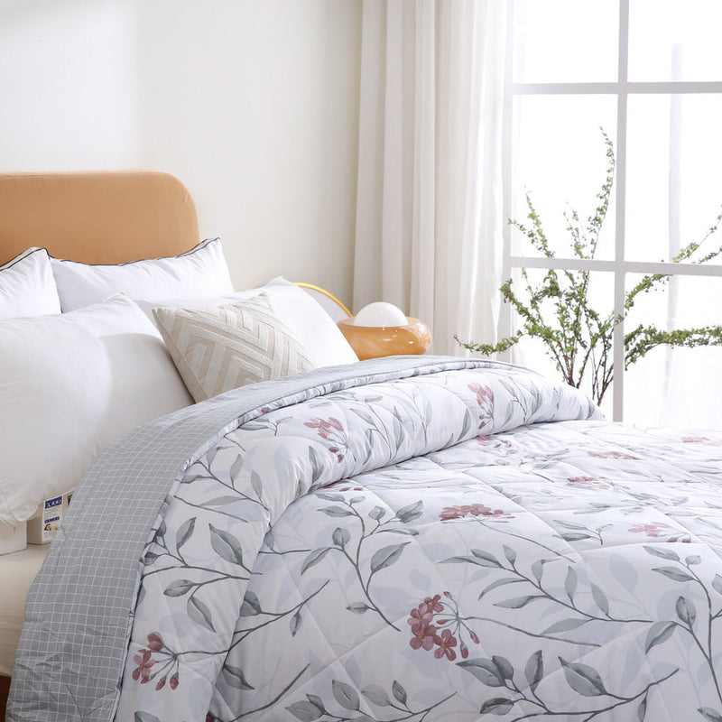 Edredom Sono Leve – Estampado Floral Grid Cinza