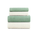 Jogo De Banho 4 Peças 100% Algodão 520g/M² Toalhas Banhão Arcos Off White/Verde