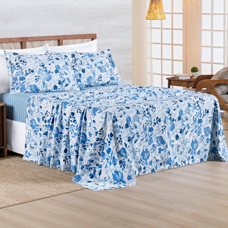 Jogo de Lençol Casal 4 Peças Percal 400 Fios Premier Estampado - 4 Cores