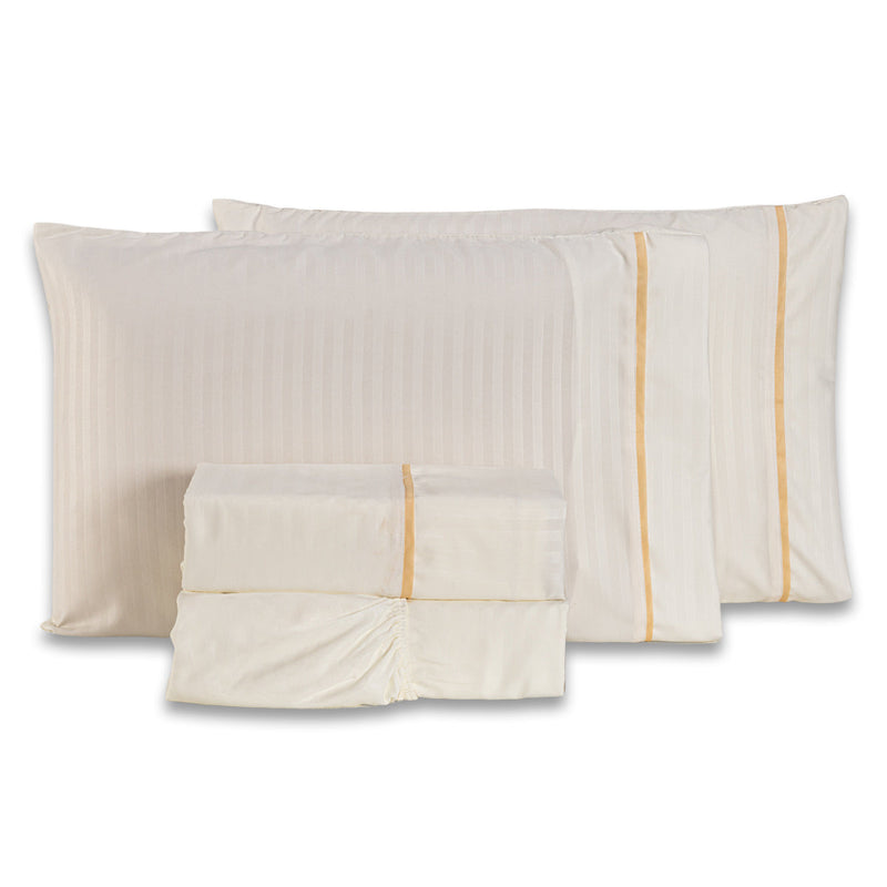 Jogo de Lençol Mônaco 04 Peças - Tecido Listrado 300 Fios