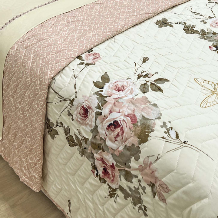 Kit Confort Print Percal 300 Fios Cobre Leito + Jogo de Lençol  Dupla Face 07 Peças