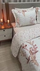 Kit Confort Print Percal 07 Peças - 300 Fios Cobre Leito + Jogo de Lençol  Dupla Face