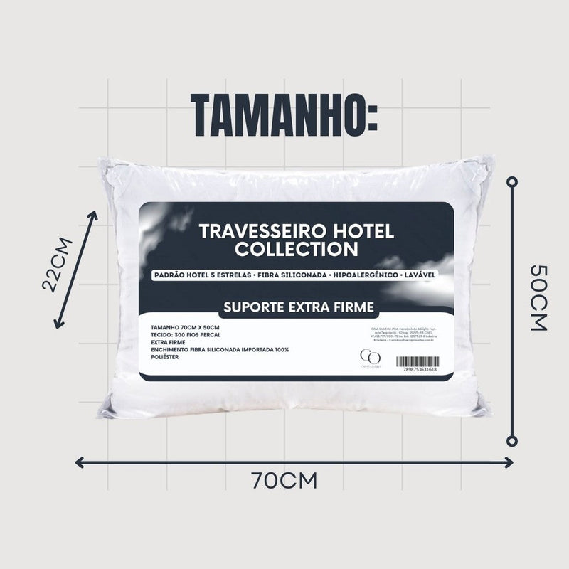 Kit 2 Travesseiro Extra Firme Hotel Collection Fibra Siliconada Premium